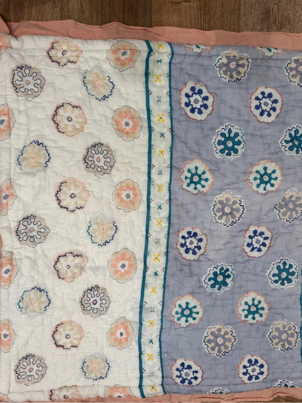 Anthropologie Ponsonby Reversible Floral Cotton Toddler Quilt Blanket 38x50